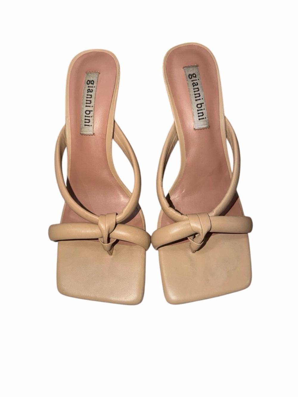 Gianni Bini Nude Knot Square-Toe Mules